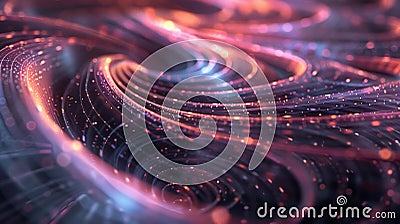 Swirling Vortex of Data Flow. Generative AI Cartoon Illustration