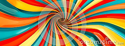 swirling vortex of glossy, colorful stripes in a dynamic and mesmerizing pattern, creating an optical art effect with a Stock Photo