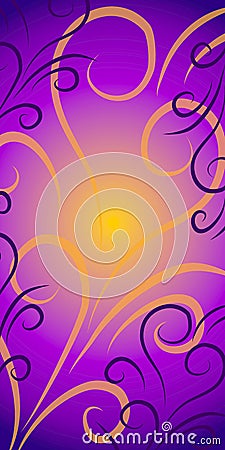 Swirls Background Purple Gold Stock Photo