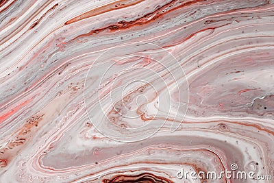 Swirls of marble or the ripples of agate. Liquid marble texture with pink and brown colors. Abstract painting background Stock Photo