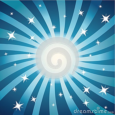 Swirls and Stars (Blue) Vector Illustration