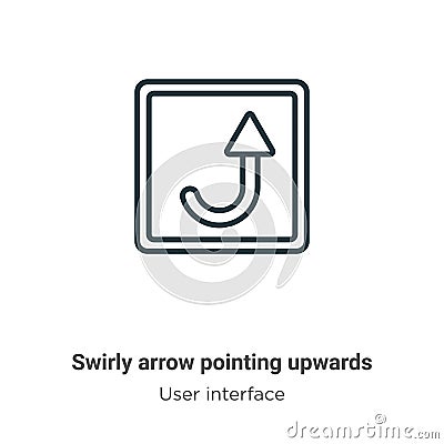 Swirly arrow pointing upwards outline vector icon. Thin line black swirly arrow pointing upwards icon, flat vector simple element Vector Illustration