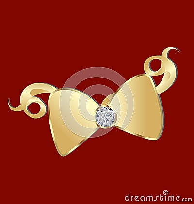 Swirly gold ribbon with diamond Stock Photo