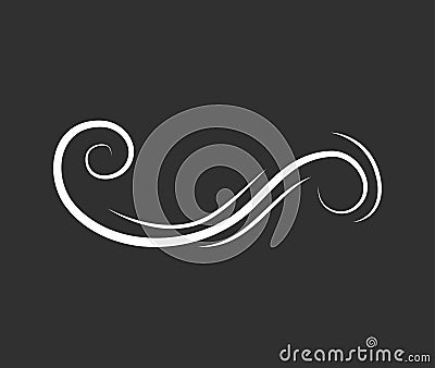 Swirly line. Decorative scroll filigree element. Wedding invitation, Page divider design. Calligraphy ornamental element. Vector. Vector Illustration