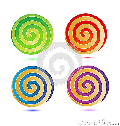 Swirly spiral waves set Vector Illustration