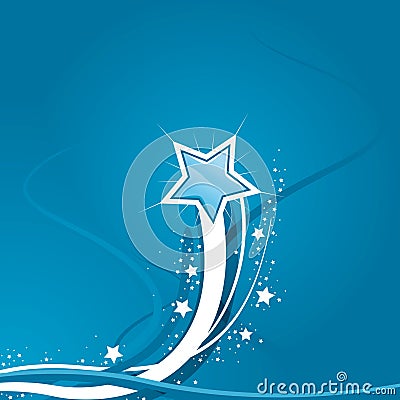 Swirly Star Blue Background Cartoon Illustration