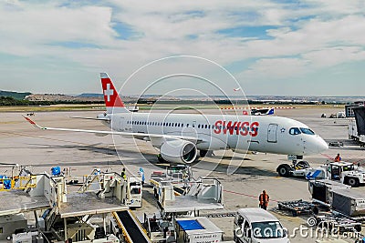 Swiss Airbus A220 Editorial Stock Photo