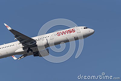 Swiss Airbus A321 jet airliner plane Editorial Stock Photo