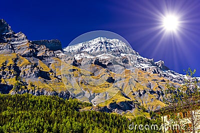 Swiss Alp mountains, Leukerbad, Leuk, Visp, Wallis, Valais, Swit Stock Photo