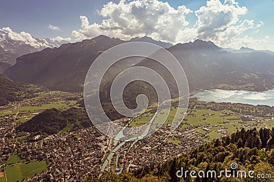 Swiss Alps lauterbrunnen village country road Stock Photo