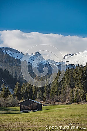 Swiss Alps pastoral landscape Stock Photo