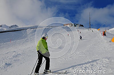 Swiss alps: Winter sport region Weissfluhjoch at Davos city Editorial Stock Photo