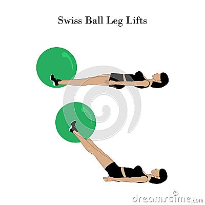 Swiss ball leg lifts exercise workout Vector Illustration