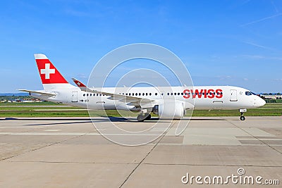 Swiss Bombardier C-Series Editorial Stock Photo