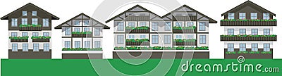 Swiss chalet houses Vector Illustration