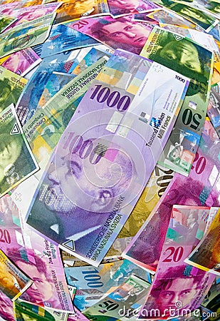 Swiss Franc notes Stock Photo