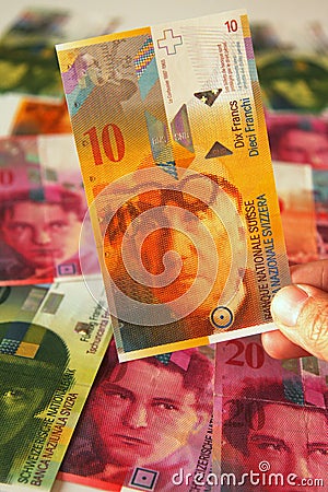 Swiss francs close up Stock Photo