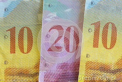 Swiss Frank Bills Stock Photo