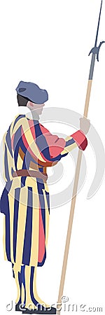 Swiss guard on guard duty at the Vatican- Vector Illustration