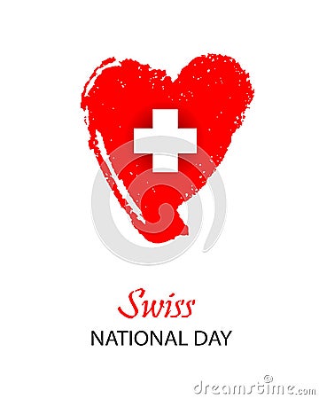 Swiss International Day. Heart in colors of Switzerland flag. Vector Illustration