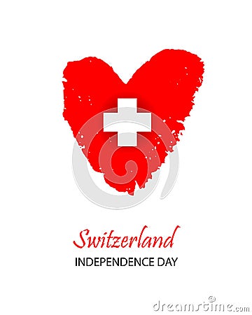 Swiss International Day. Heart in colors of Switzerland flag. Vector Illustration