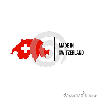 Swiss made icon Switzerland flag map quality seal Vector Illustration