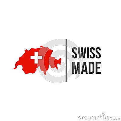 Swiss made Switzerland map flag seal icon Vector Illustration
