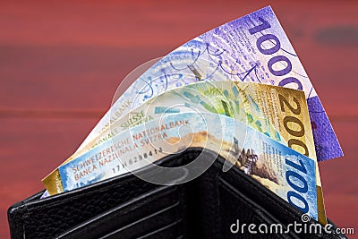 Swiss money in the wallet Stock Photo