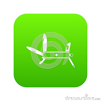 Swiss multipurpose knife icon digital green Vector Illustration