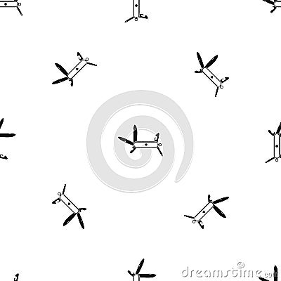 Swiss multipurpose knife pattern seamless black Vector Illustration