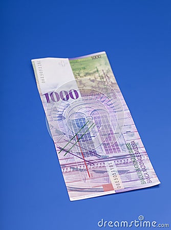 Swiss one thousand franc banknote Stock Photo