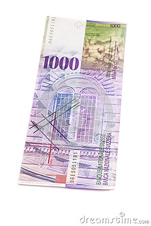 Swiss one thousand Franc notes Stock Photo