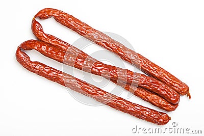 Swiss peperoni, salami sausage, cheese filled Stock Photo