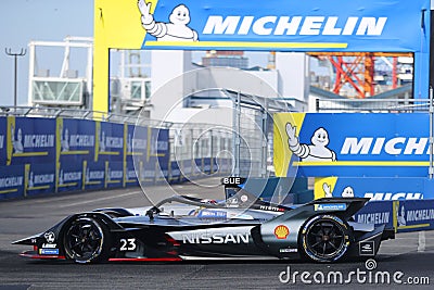 Swiss professional racing driver Sebastien Buemi of Nissan e.dams Team driving his Formula E car 23 during 2019 NYC E-prix Editorial Stock Photo