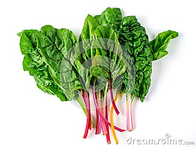 Swiss rainbow chard isolated on white Stock Photo