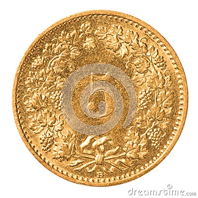 5 Swiss Rappen coin Stock Photo