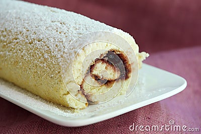 Swiss Roll with Jam Stock Photo