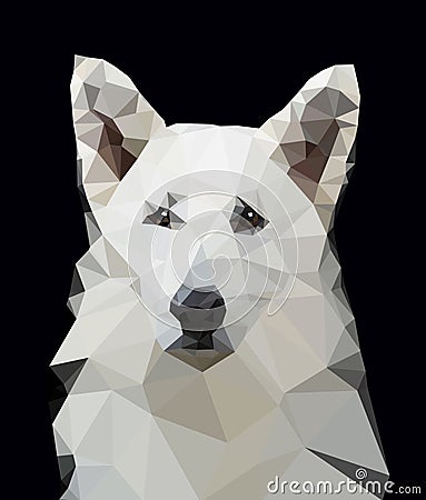 Swiss Shepherd Dog Low Poly Cartoon Illustration