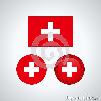 Swiss trio flags, illustration Vector Illustration