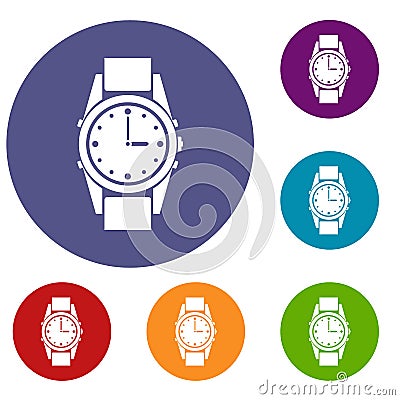 Swiss watch icons set Vector Illustration