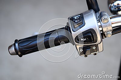 Switch control on a motorcycle handlebar Stock Photo