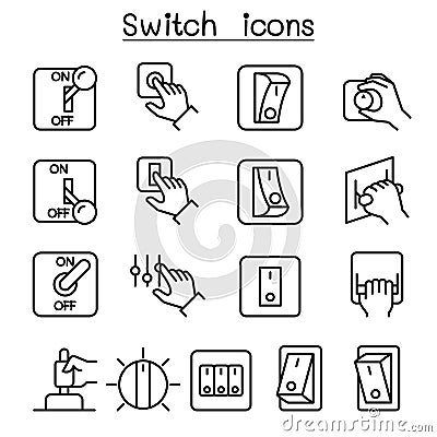 Switch icon set in thin line style Vector Illustration