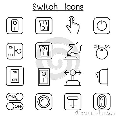 Switch icon set in thin line style Vector Illustration