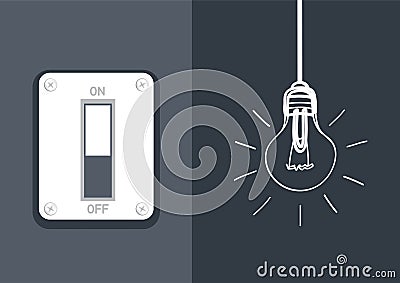 switch lamp light on dark background Vector Illustration