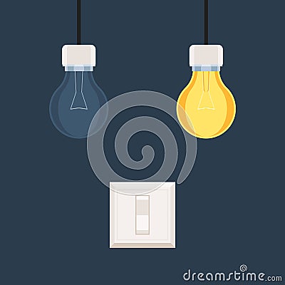 Switch and light bulbs Vector Illustration