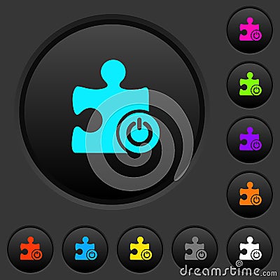 Switch on off plugin dark push buttons with color icons Stock Photo