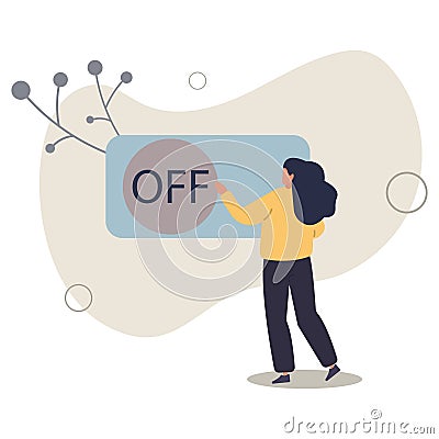 Switch off or turn off setting preference, analytics control panel or power shutdown electricity, saving energy and ecology Stock Photo