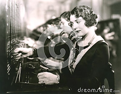 Switchboard operators at work Stock Photo