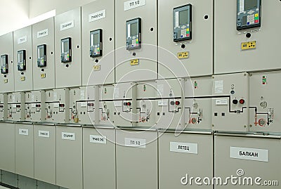 Switchgear in the electrical room Stock Photo