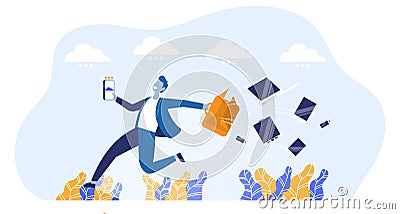 Switching to online work with a cloud service. For web communication and virtual meeting Vector Illustration